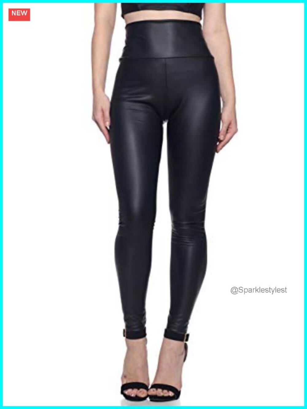 Faux Leather High Waisted Tummy Control Stretch Leggings Slim Fit